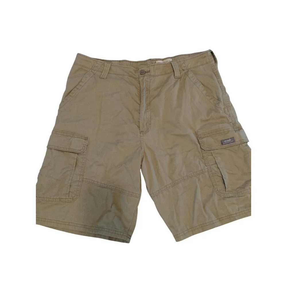 Wrangler Mens Relaxed Fit Cargo Shorts Tan Khaki Size 38 Stretch